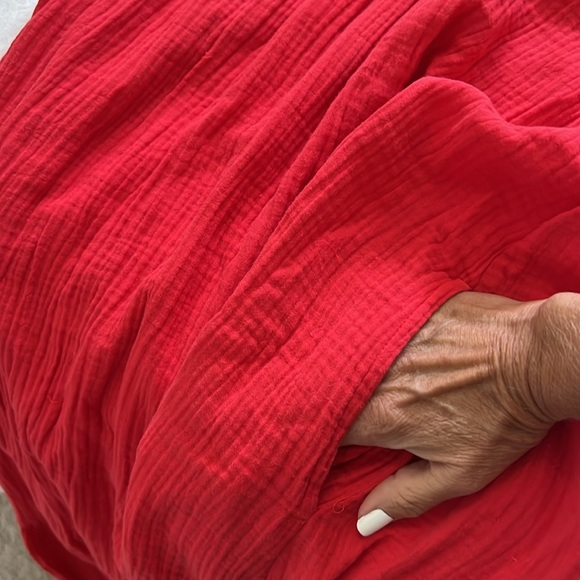 Red organic cotton Magaschori beach cover size S - Picture 6 of 7